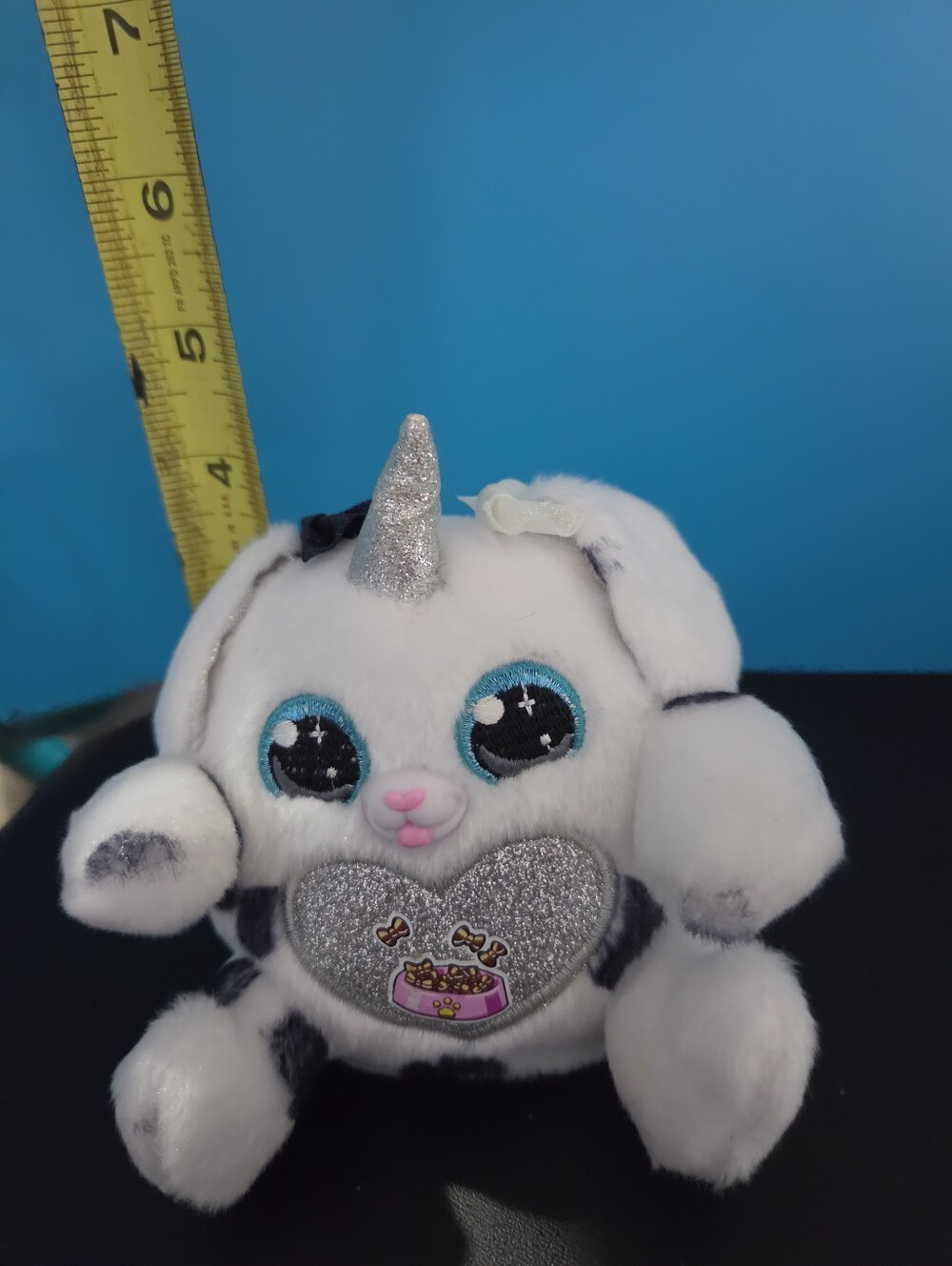 Plush White Unicorn Bunny Plush Toy with Silver Heart